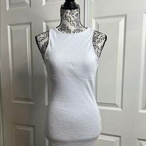 PrettyLittleThing White Cup Detail Racer Split Midi Dress US 4